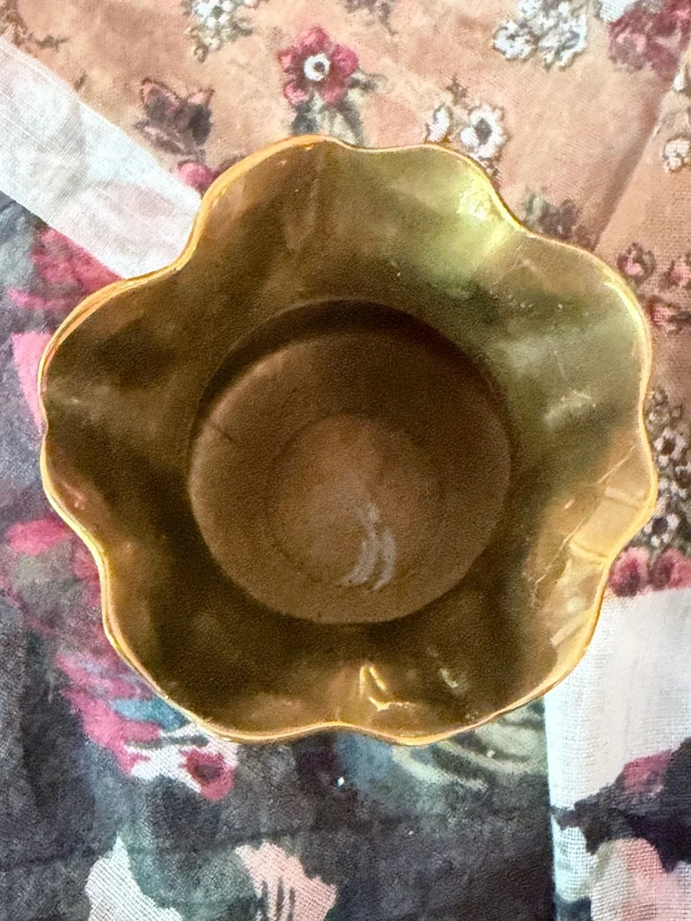 Vintage Money Bag Brass Vase Made in Spain Hammered Rope Trim Boho Decor